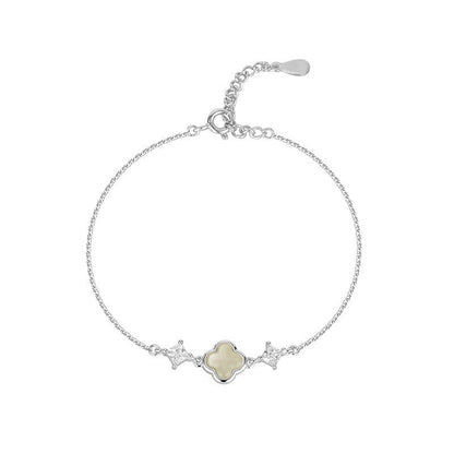 Cultural Gold Plated Jade Bracelet: Hetian Lucky Clover Gift for Her | STAR8S