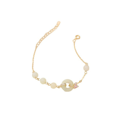 Cultural Jade Bracelet - Hetian Jade, 925 Silver, Orchid Flower, Safety Disc | STAR8S