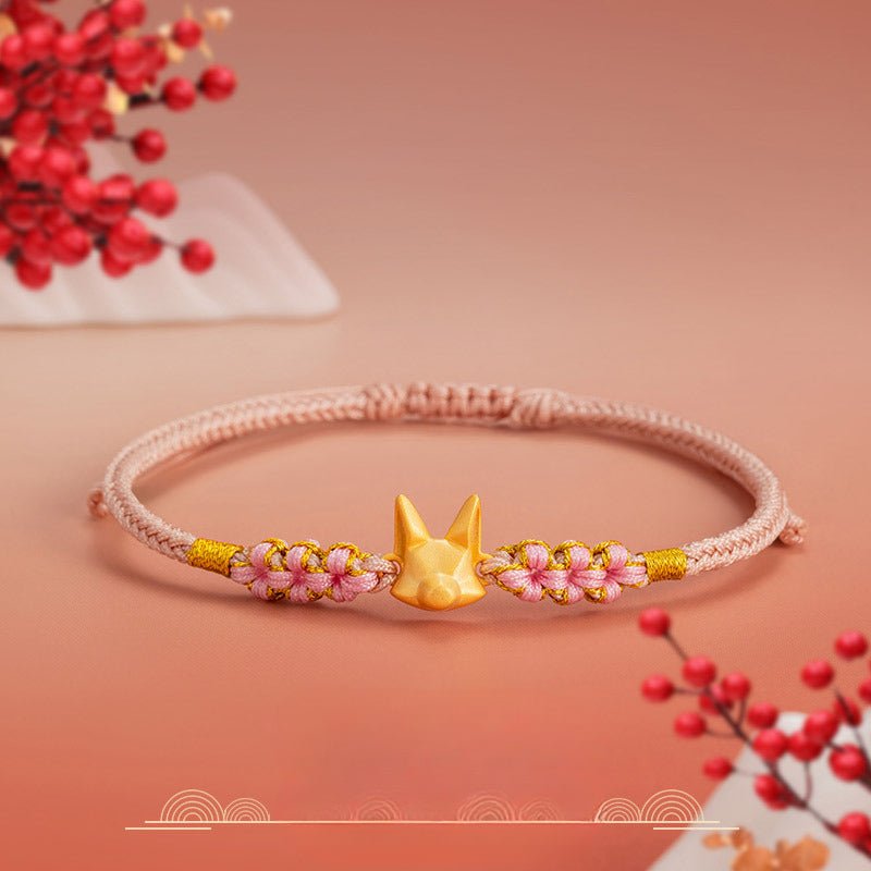 Cultural Little Fox Bracelet: 925 Silver Hand - woven Red String | STAR8S