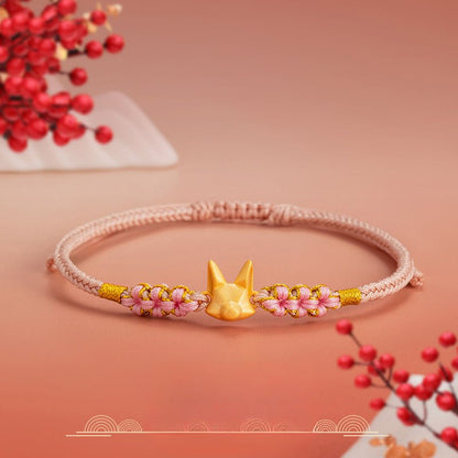 Cultural Little Fox Bracelet: 925 Silver Hand - woven Red String | STAR8S