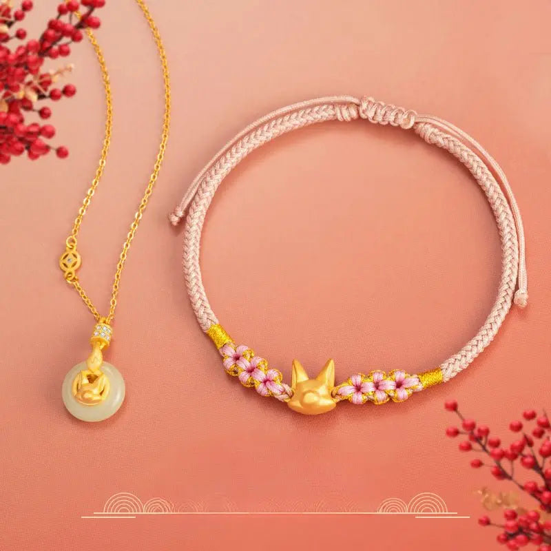 Cultural Little Fox Bracelet: 925 Silver Hand - woven Red String | STAR8S