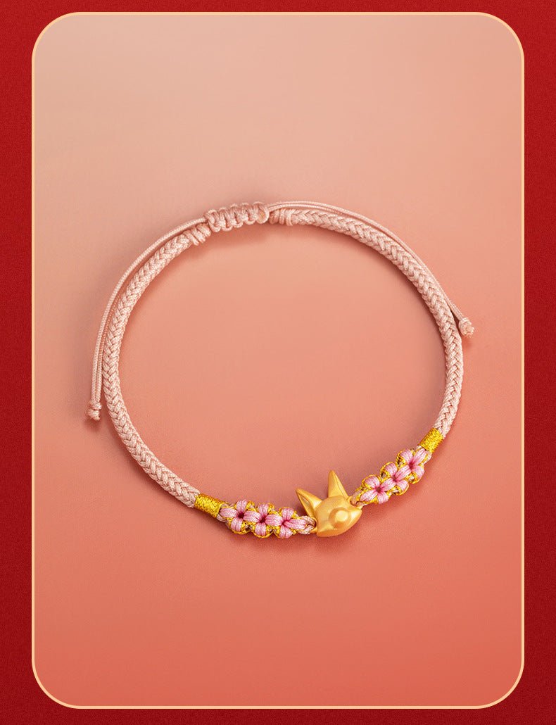 cultural little fox bracelet: 925 silver hand - woven red string | star8s