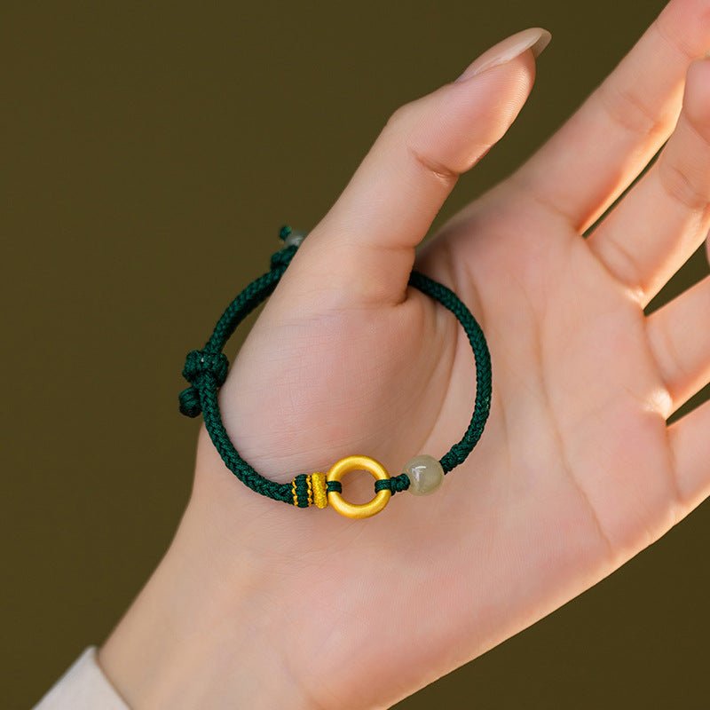 cultural red string bracelet: 999 silver safety disc gold plated | star8s