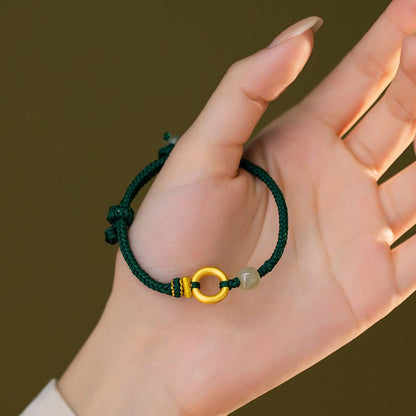 Cultural Red String Bracelet: 999 Silver Safety Disc Gold Plated | STAR8S