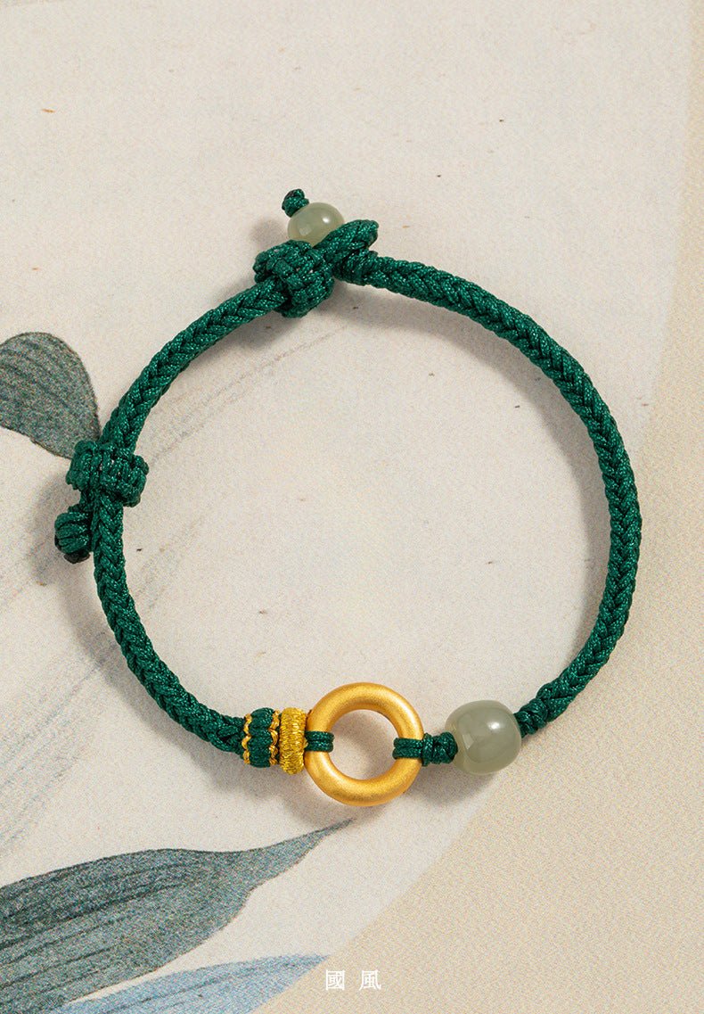 cultural red string bracelet: 999 silver safety disc gold plated | star8s