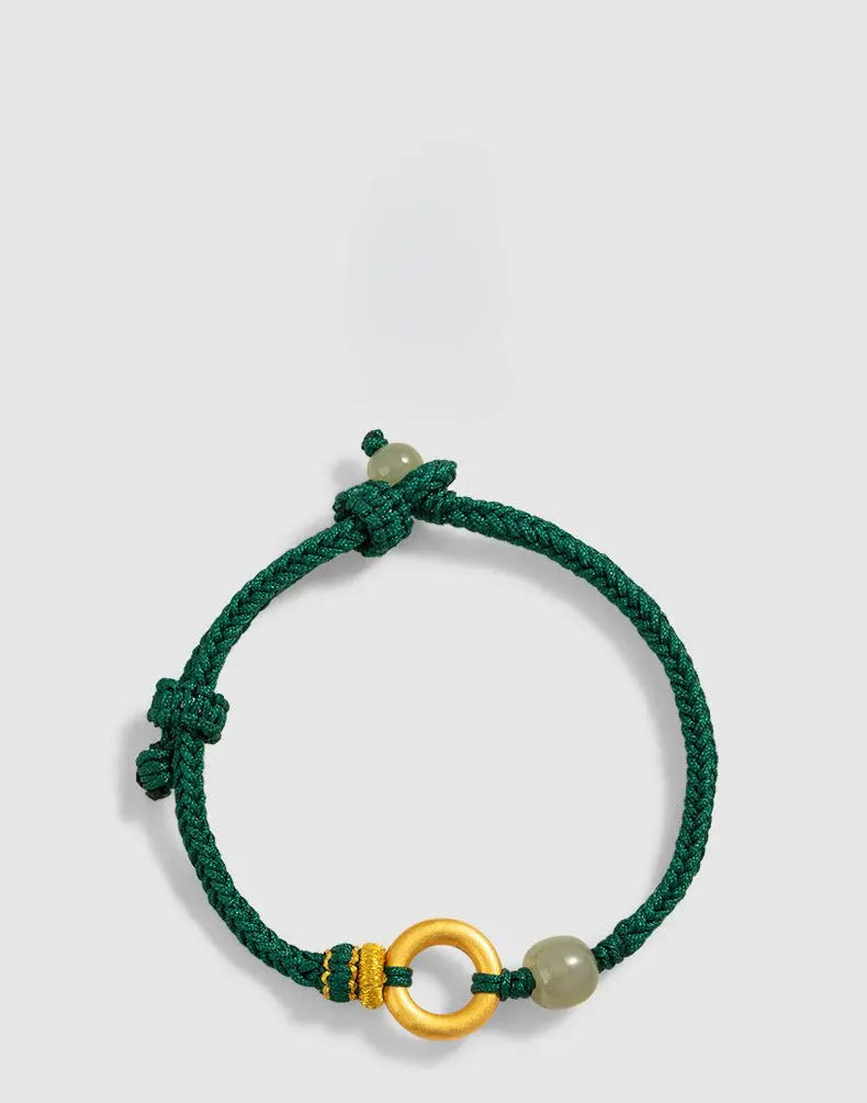 Cultural Red String Bracelet: 999 Silver Safety Disc Gold Plated | STAR8S