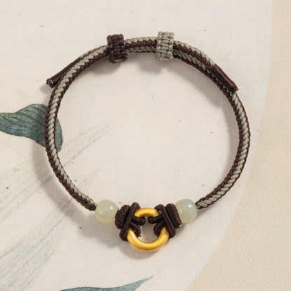 Cultural Red String Bracelet: 999 Silver Safety Disc Gold Plated | STAR8S