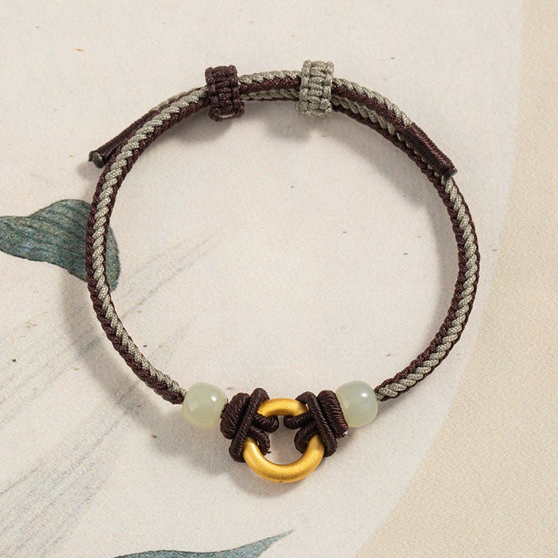 Cultural Red String Bracelet: 999 Silver Safety Disc Gold Plated | STAR8S