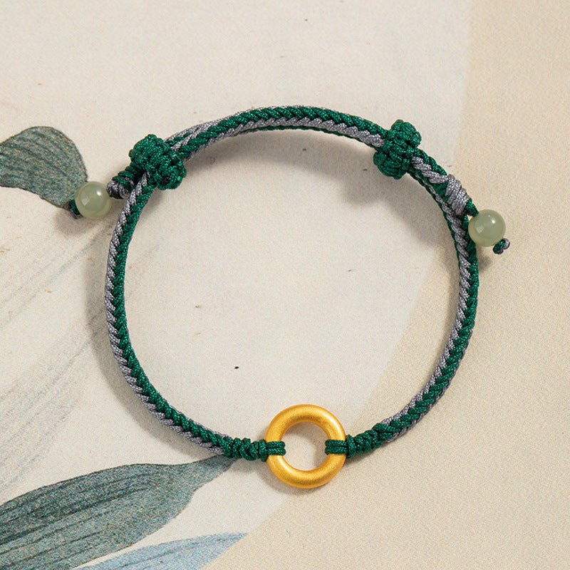 Cultural Red String Bracelet: 999 Silver Safety Disc Gold Plated | STAR8S