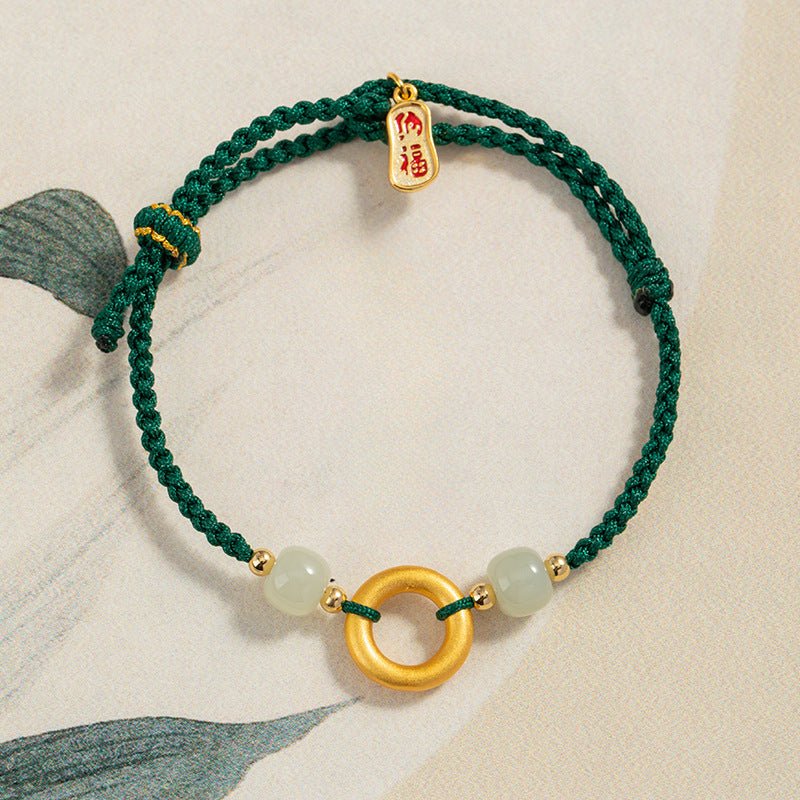 Cultural Red String Bracelet: 999 Silver Safety Disc Gold Plated | STAR8S