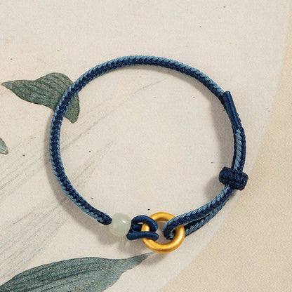 Cultural Red String Bracelet: 999 Silver Safety Disc Gold Plated | STAR8S