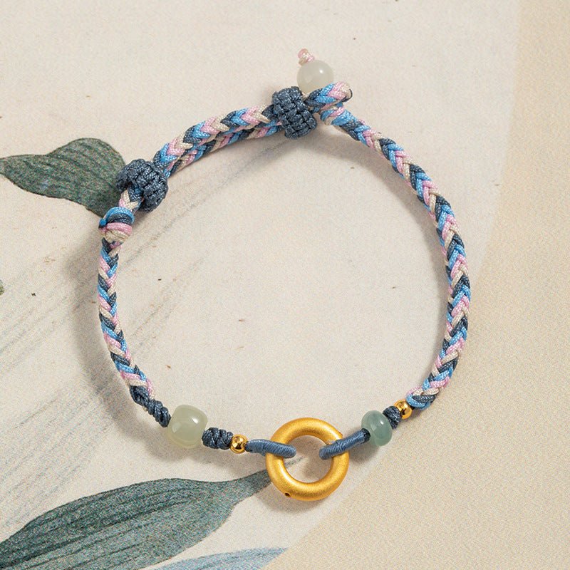 Cultural Red String Bracelet: 999 Silver Safety Disc Gold Plated | STAR8S