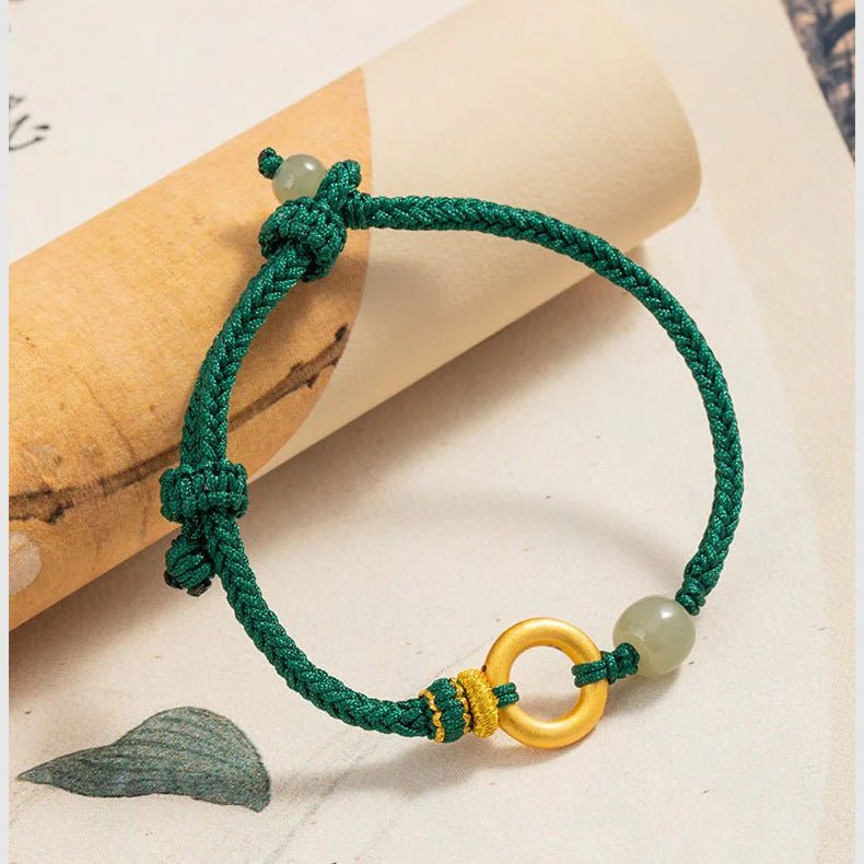 Cultural Red String Bracelet: 999 Silver Safety Disc Gold Plated | STAR8S - STAR8S