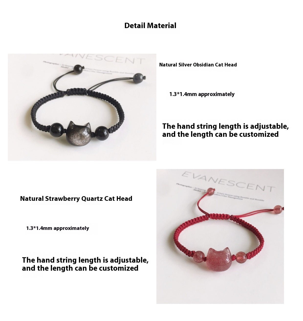 cute cat head bracelet: strawberry crystal couple gift | star8s