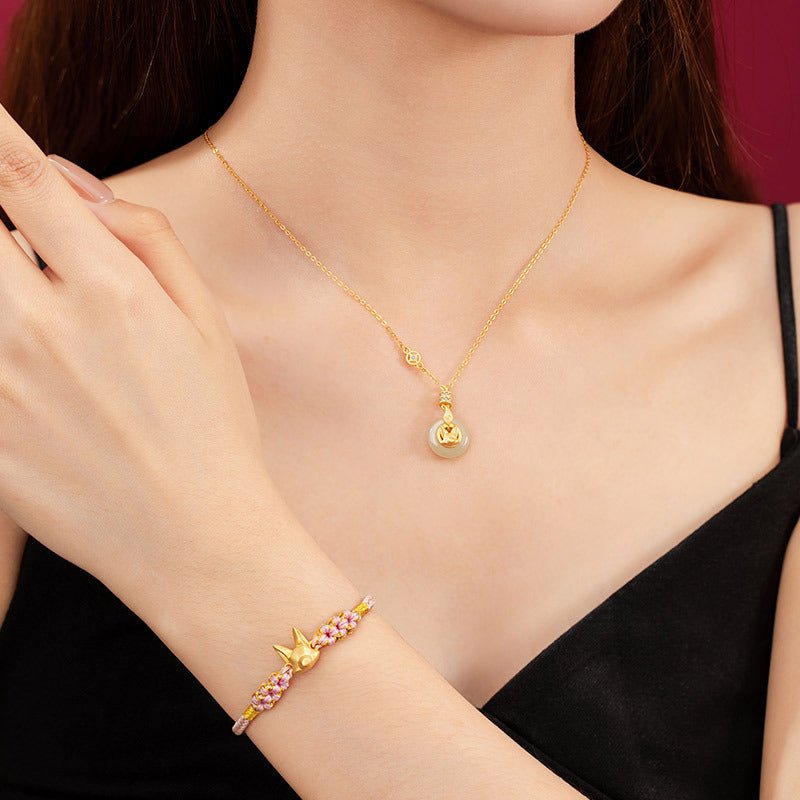 Cute Jade Charm Necklace: Little Fox 925 Silver Sweet Gift | STAR8S