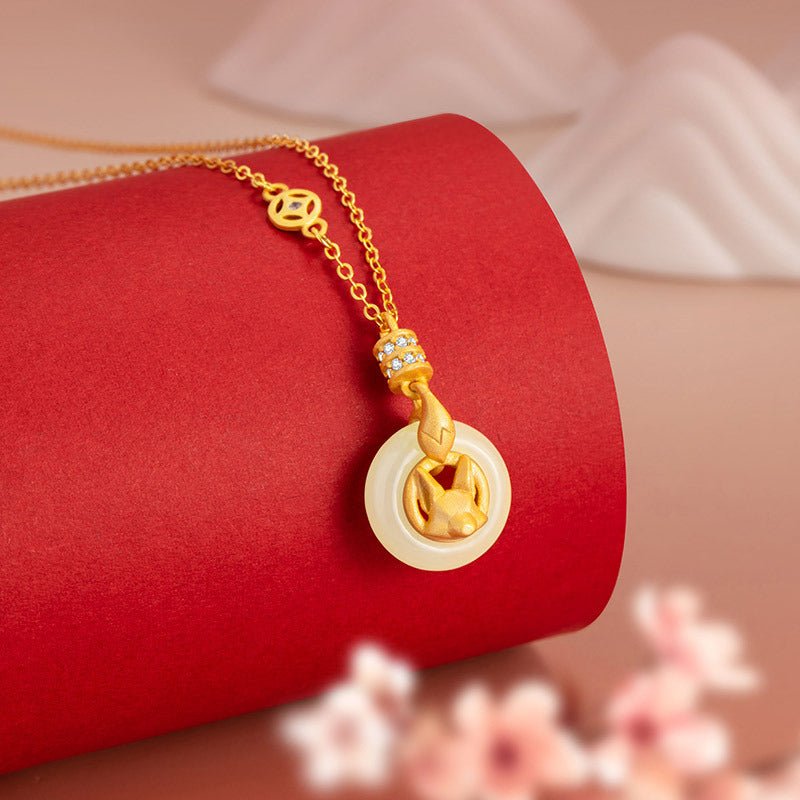Cute Jade Charm Necklace: Little Fox 925 Silver Sweet Gift | STAR8S