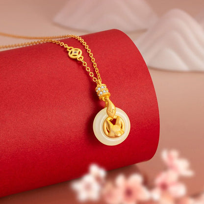 Cute Jade Charm Necklace: Little Fox 925 Silver Sweet Gift | STAR8S