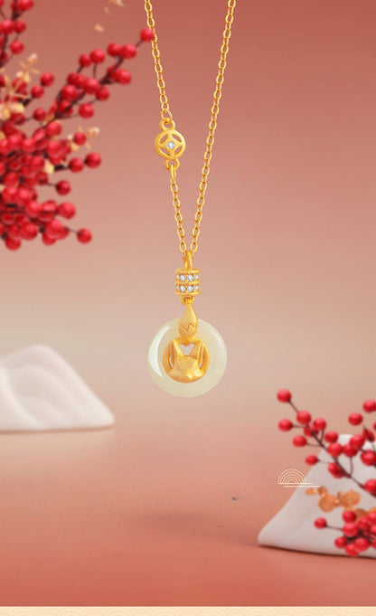 Cute Jade Charm Necklace: Little Fox 925 Silver Sweet Gift | STAR8S