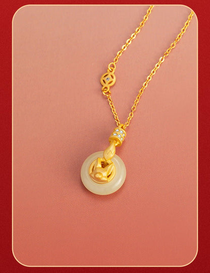 Cute Jade Charm Necklace: Little Fox 925 Silver Sweet Gift | STAR8S