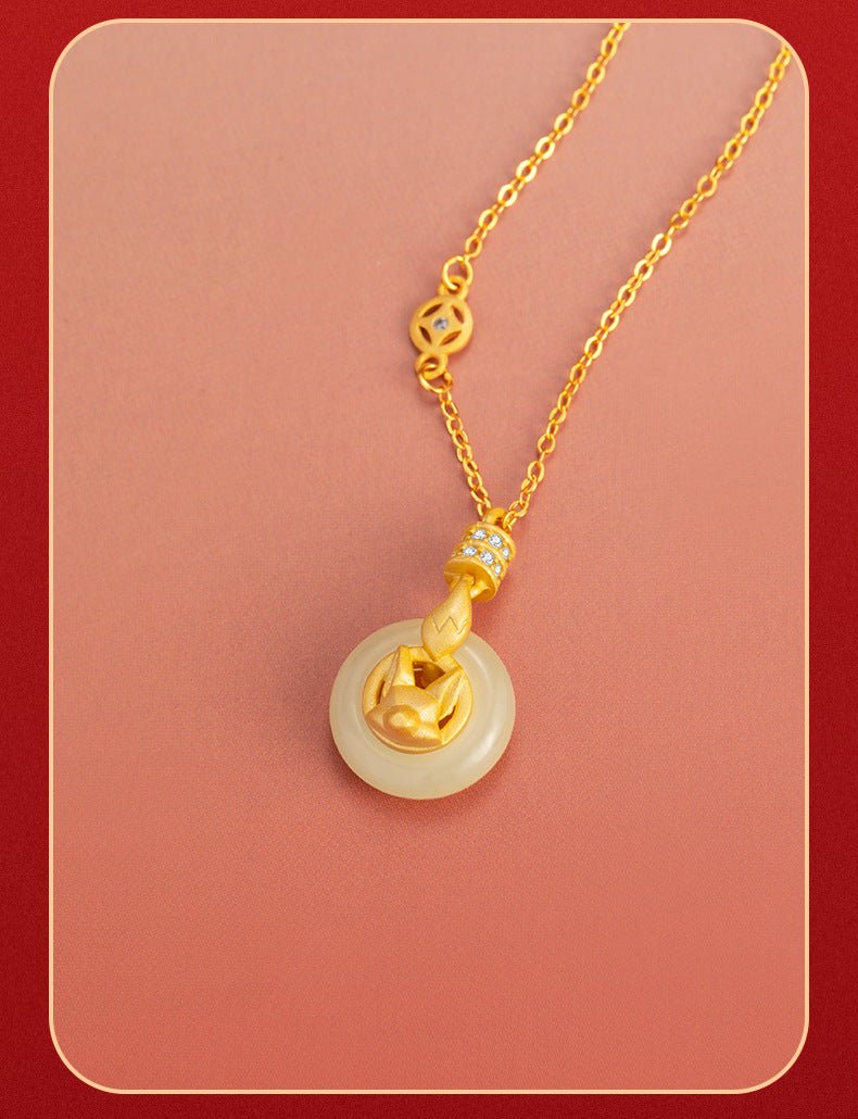 Cute Jade Charm Necklace: Little Fox 925 Silver Sweet Gift | STAR8S