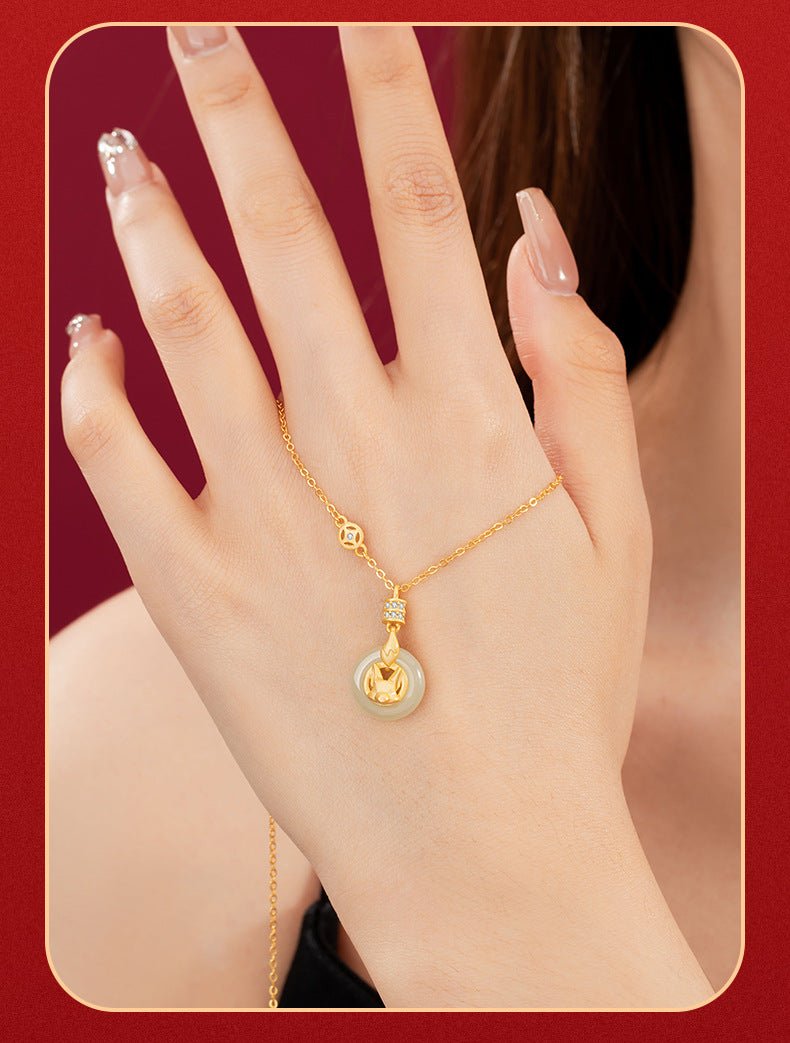 cute jade charm necklace: little fox 925 silver sweet gift | star8s