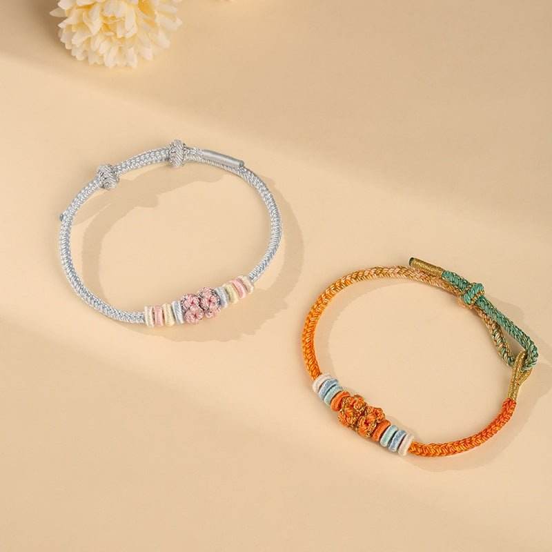 diy peach - blossom knot hand rope semi - finished product, ethnic - style fashion jewelry for women - star8s