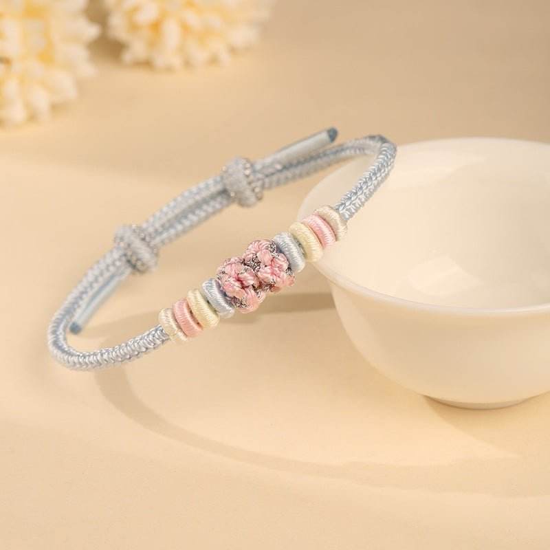 diy peach - blossom knot hand rope semi - finished product, ethnic - style fashion jewelry for women - star8s