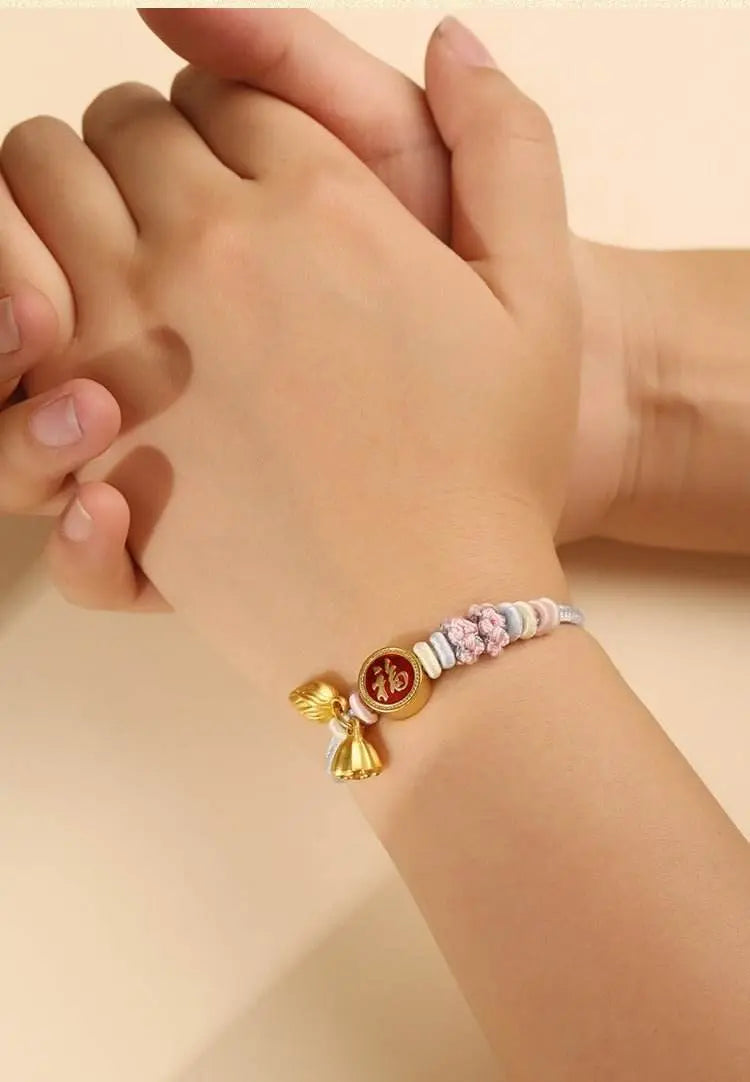 diy peach - blossom knot hand rope semi - finished product, ethnic - style fashion jewelry for women - star8s