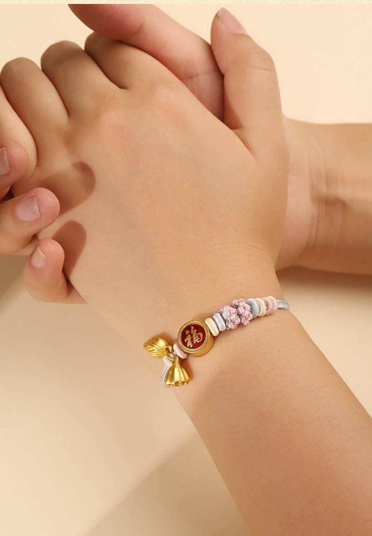 diy peach - blossom knot hand rope semi - finished product, ethnic - style fashion jewelry for women - star8s