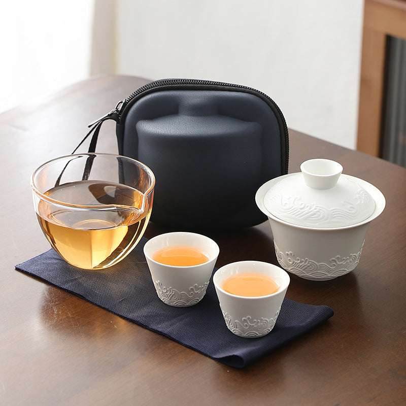 dehua ceramic travel tea set portable kuaike cup for tea enjoyment - star8s