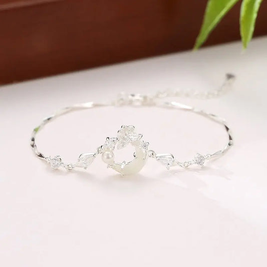 Delicate Jade Bracelet Featuring Hetian Jade, 925 Silver, Lotus, and Moon Motifs | STAR8S