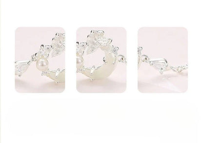 Delicate Jade Bracelet Featuring Hetian Jade, 925 Silver, Lotus, and Moon Motifs - STAR8S