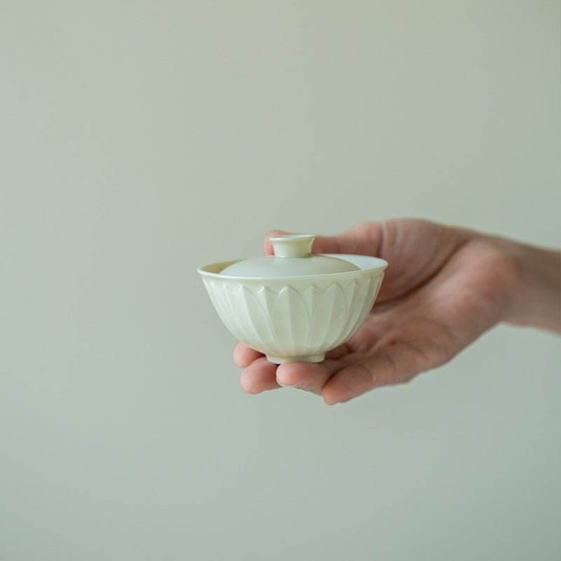 Ding Kiln Lotus Petal Gaiwan Set Mini Travel Tea Set for One Person - STAR8S
