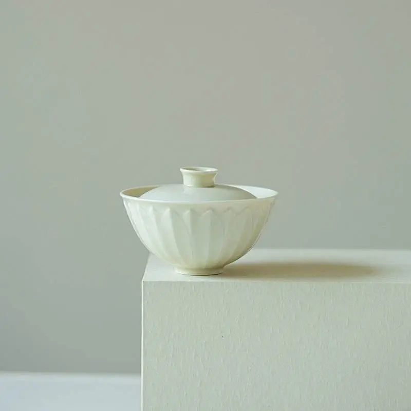 ding kiln lotus petal gaiwan set mini travel tea set for one person - star8s