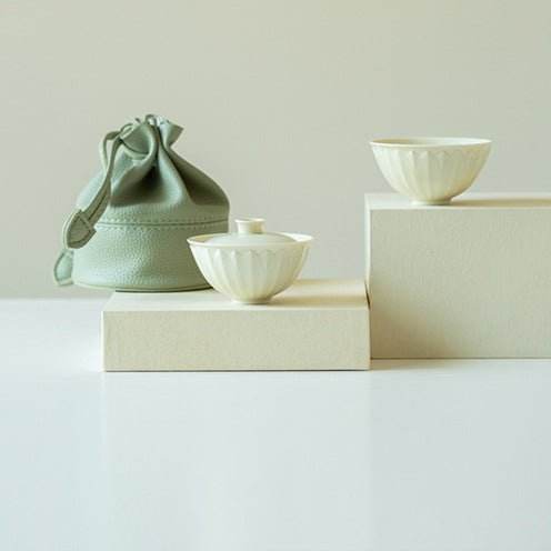 ding kiln lotus petal gaiwan set mini travel tea set for one person - star8s
