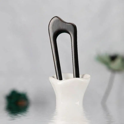 Double Prong U Shaped Ebony Hairpin for Vintage Bun Gift Wife - STAR8S