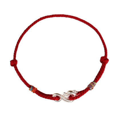 Dragon Red String Bracelet for Women – Handmade Pure Silver Dragon Charm Bracelet Elegant - STAR8S