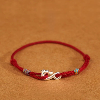 Dragon Red String Bracelet for Women – Handmade Pure Silver Dragon Charm Bracelet Elegant - STAR8S