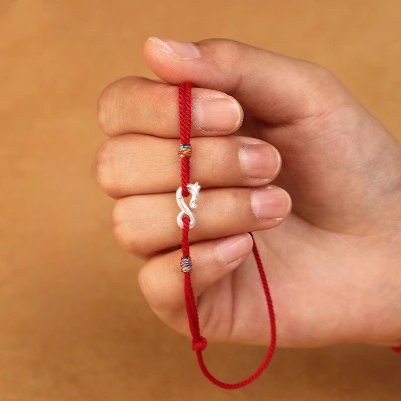 dragon red string bracelet for women – handmade pure silver dragon charm bracelet elegant - star8s