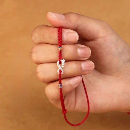 Dragon Red String Bracelet for Women – Handmade Pure Silver Dragon Charm Bracelet Elegant - STAR8S