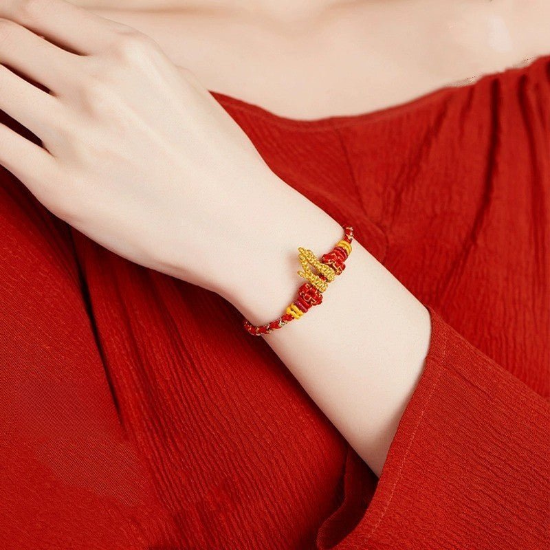 Dragon Year Red String Bracelet - Dragon Charm Red Bracelet for Women – Perfect Lunar New Year Gift, Adjustable & Handmade - STAR8S