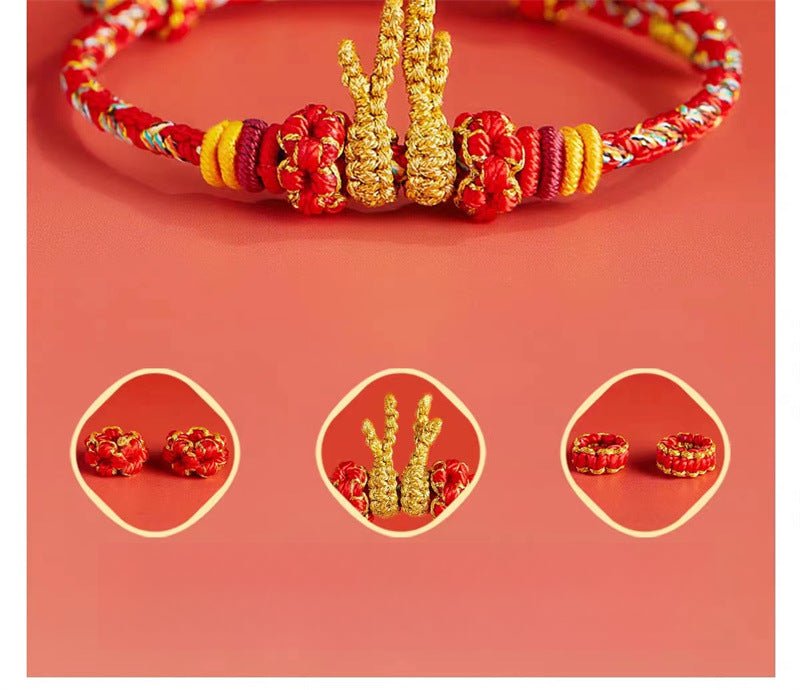 Dragon Year Red String Bracelet - Dragon Charm Red Bracelet for Women – Perfect Lunar New Year Gift, Adjustable & Handmade - STAR8S