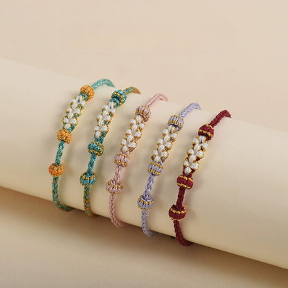 Elegant Handcrafted Peach Blossom Knot Bracelet – Adjustable Red Cord & Golden Thread Design | STAR8S