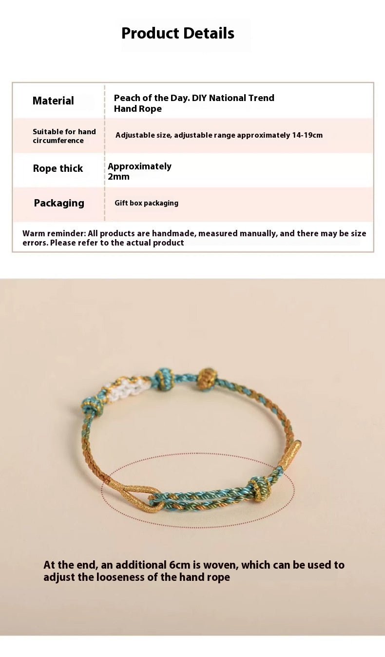 elegant handcrafted peach blossom knot bracelet – adjustable red cord & golden thread design | star8s