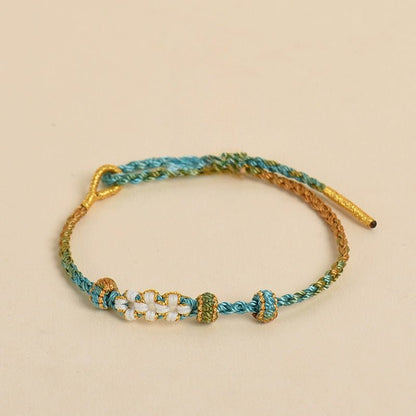 Elegant Handcrafted Peach Blossom Knot Bracelet – Adjustable Red Cord & Golden Thread Design | STAR8S