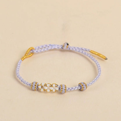 Elegant Handcrafted Peach Blossom Knot Bracelet – Adjustable Red Cord & Golden Thread Design | STAR8S