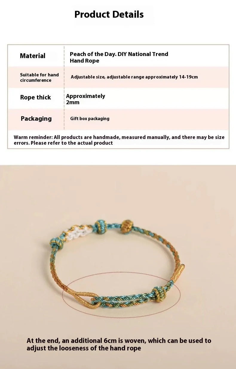 elegant handcrafted peach blossom knot bracelet – adjustable red cord & golden thread design | star8s star8s