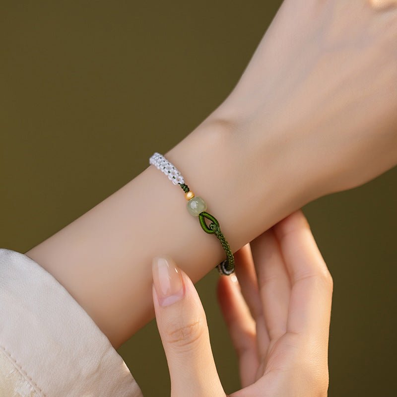 Elegant Jade Bracelet Red String: Three Lives Hetian Jewelry | STAR8S