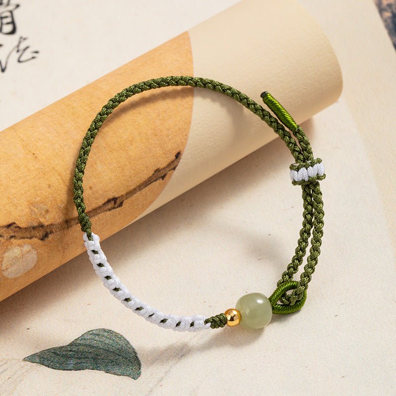 Elegant Jade Bracelet Red String: Three Lives Hetian Jewelry | STAR8S