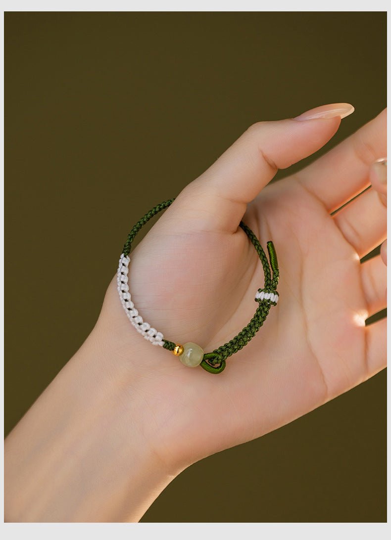 Elegant Jade Bracelet Red String: Three Lives Hetian Jewelry | STAR8S